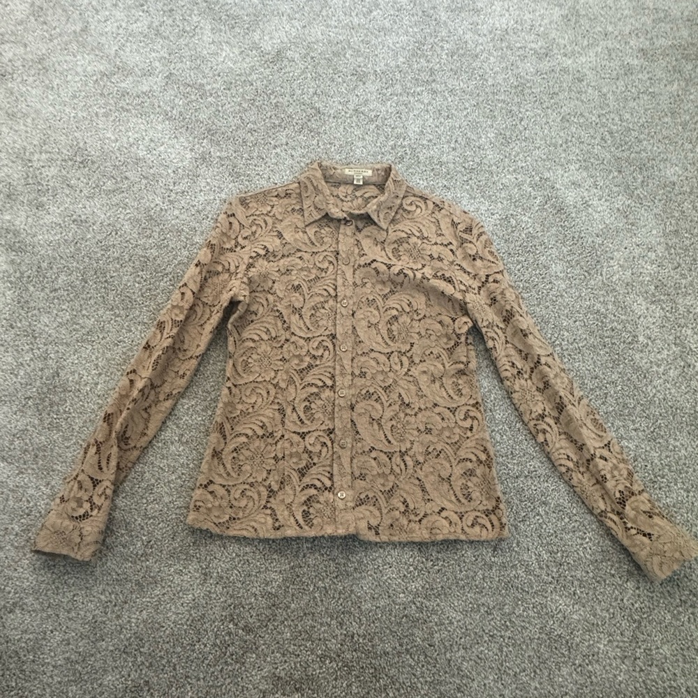Burberry button down top long sleeve